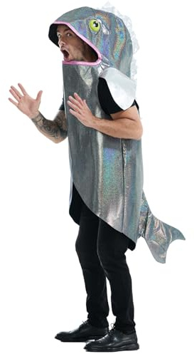 JUST FOR PARTY Adult Fish Costume,Funny Animals Cosplay Fancy Dress Outfits for Halloween Dress Up Party, One Size