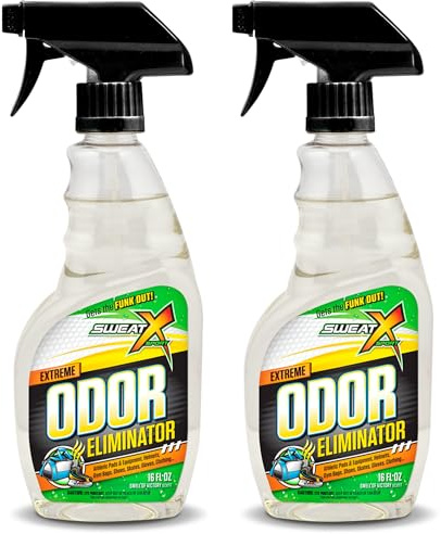 SweatX Extreme Odor Spray - Desodorante multiusos sin lavado - Ideal para zapatos y ropa de gimnasio - Aroma Victory (16 onzas líquidas) - Paquete de 2