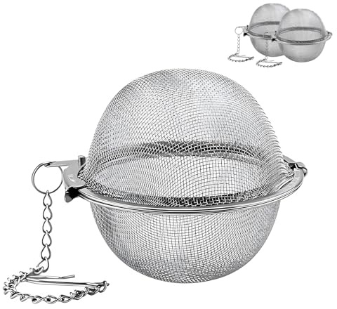 DOETYD 2 Pack 7.5cm Tea Strainers Ball Infuser for Loose Tea Leaf Filter with Extended Chain Hook Stainless Steel Tea-Strainer