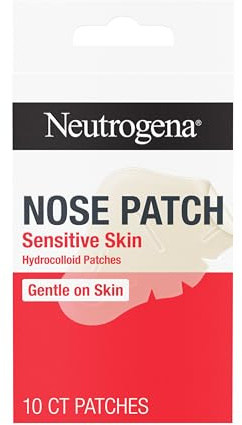 Neutrogena Nose Acne Patches for Sensitive Skin, Hydrocolloid Acne patches for Overnight Wear, Reduces the Look of Blemishes in 6-8 Hours, Gentle Non-Medicated Patches, 10 ct