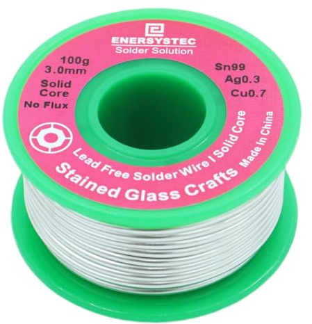 3.0mm Solder Wire for Stained Glass Lead Free, Solid Core Solder Wire for Glass Artwork Crafts, No Flux Core, Craft Soldering Wire Unlead, Sn99 Ag0.3 Cu0.7, 0.12 Solder Diameter Thick Gauge RoHS