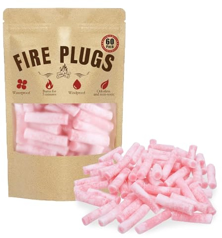 ZTTM 60 Pack Waterproof Fire Starters with 5+ Minute Burn for Camping, Emergency, Fire Pits, Grills,Non-Toxic