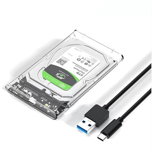 Boitier Disque Dur Externe 2.5” SATA USB C 3.1 Ge1 Disque 5Gbps pour SATA SSD et HDD 7 mm/9.5 mm accélération Compatible UASP&Trim sans Outils Inclus Câble USB C pour Ordinateur PC Portable PS4 Xbox