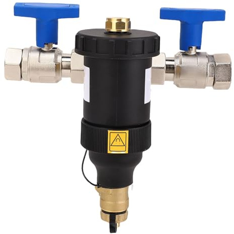 Luocute Magnetic Boiler Filter with Brass Wall Mounted 3/4 Inch Connector for Central Heating System, Wall Hung Boiler Filter with Hose Drain Valve and Vent