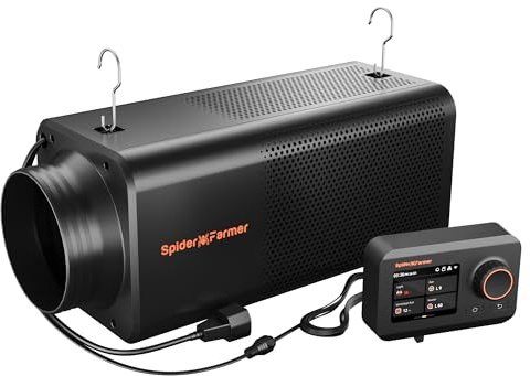Spider Farmer 2-in-1 Aktivkohlefilter & Rohrventilator 150mm mit GGS Controller | Temperatur und Feuchtigkeitsregler, All-in-One-Design, EC-Motor, 345CFM, Hochleistungs-Aktivkohlefilter