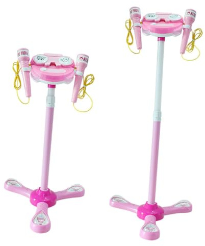 Gogogmee Microfono Giocattolo per Luci e Musica Doppio Microfono Karaoke Rosa per Ragazza e Ragazzo Ragazza Gioco Educativo con Connessione e Funzioni Applausi e Batteria Esclusa
