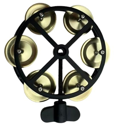 F Fityle Pandereta Hi Hat montable con de fila, portátil para kits de batería, platillos de batería, piezas de musical para conciertos KTV, Oro Negro