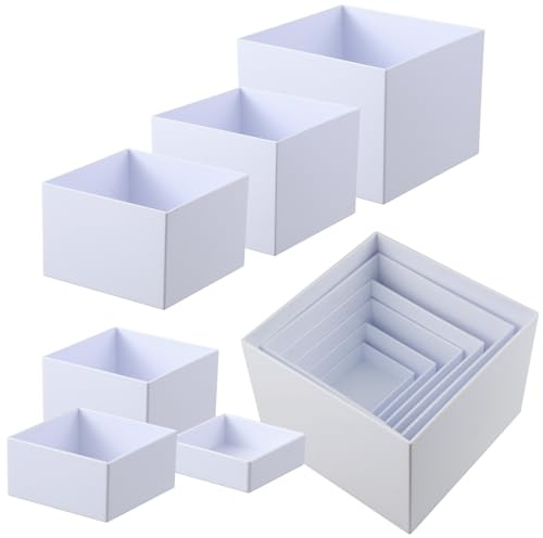 quiodok 6 Piezas Blanco Paquetes Soporte para Tartas, Soporte de Pastelería Decorativos, Elevadores de Buffet Cuadrados Cubo de Postre, Fondo Hueco para Cupcakes, Postres, Joyería, Bodas y Fiestas