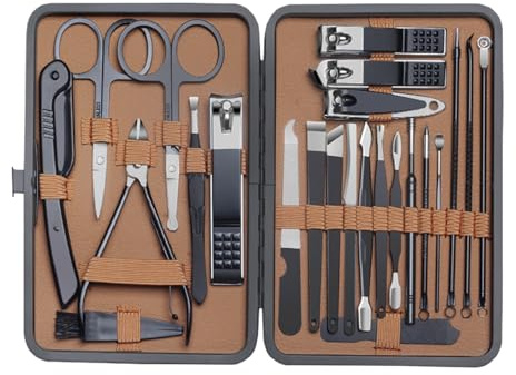 Coffret de Manucure,24-en-1 Coupe-Ongles et Lime | Set De Manucure En Acier Inoxydable | Pour Les Personnes Âgées Soin Des Ongles Des Mains Et Pieds Hygiène Personnelle Voyage Et Maison