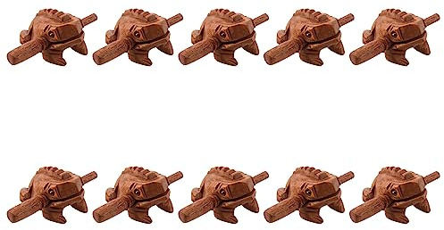 Uikdjgu 10X Carved Croaking Wood Percussion Musical Sound Wood Frog Tone Block Toy