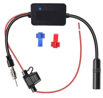 Antenne Automobile Amplificateur d'antenne Radio 12 V pour Voiture, AM/FM, Anti-interférences, amplificateur de Signal, Compatible avec ANT208 Antenne Radio Voiture