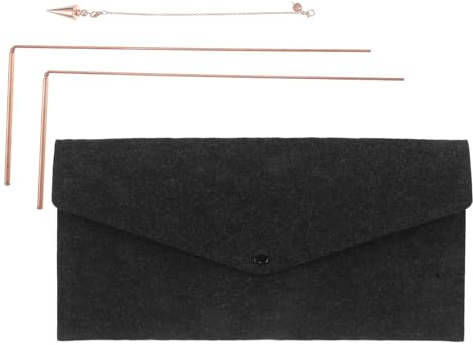 Homoyoyo Kit de Baguettes de Sourcier en Laiton Massif 3 Pièces avec Pendule et Étui en Feutre, pour Chasse aux Fantômes, Détection D’Eau et Recherche D’Or, Équipement Portable Haute