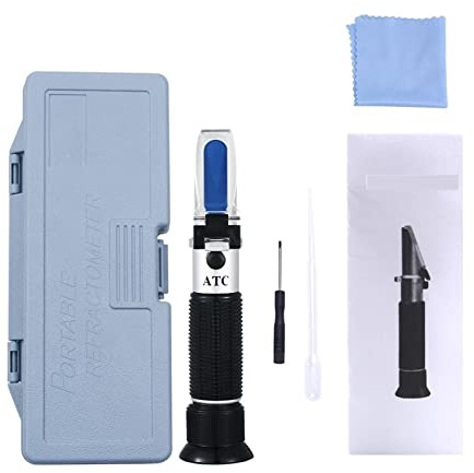 Refraktometer, Hand gehalten 10-30% Wasserhonigrefraktometer mit Kalibrierung ATC Refraktometer Honigfeuchtigkeitsmesser(Plastic box)