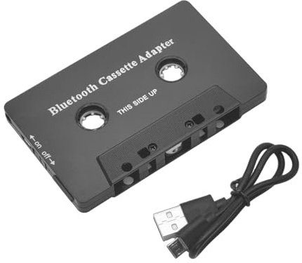 Bilkassettadapter, Bluetooth 5.0 kassettadapter för bilradio till AUX-mottagarkassett, trådlös billjudkassett med handsfree-funktion för smala/onormala kassettfack BT003
