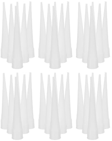 PENIKOKO Set da 50 Ugelli per Calafataggio in Plastica Bianca, Punte per Tubi Sigillanti, Applicatori per Colla Vetro, Estensione per Sigillatura Battiscopa, Uso Professionale e