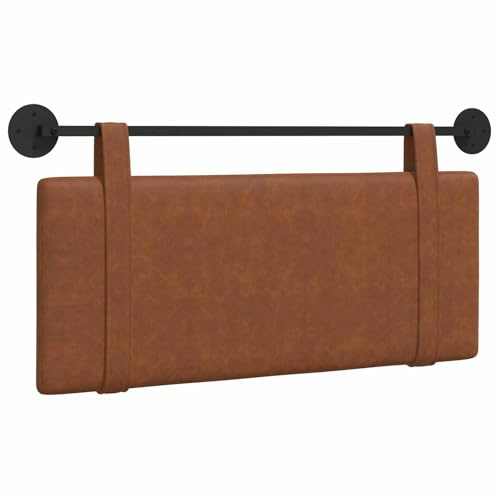 Qnhdfrt Hängendes Kopfteil Braun in Antik-Lederoptik, Polsterkopfteil für Wandmontage, Weiches Wandkissen Rückenteil für Schlafzimmer und Doppelbett, 110 x 55 cm