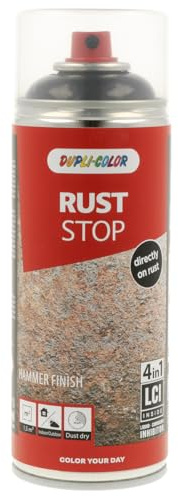 DUPLI-COLOR RUST STOP HAMMER FINISH Anthrazit Grau 400ml, Effizienter Rostschutz, Schnelltrocknend für Metalloberflächen, Perfekte Deckkraft