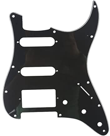 Musiclily HSS 11 Löcher Strat Schlagbrett Pickguard für Fender American/Mexican Standard Stratocaster Modern Style E-Gitarre,3 lagig Schwarz
