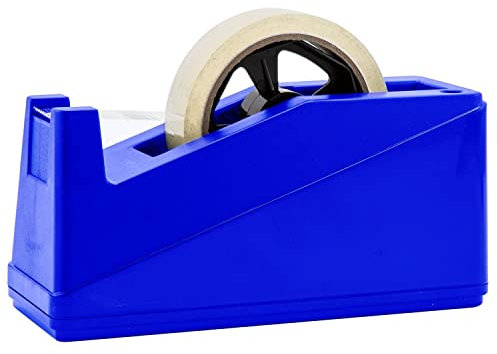 Royal Imports Desktop Tape Dispenser Adhesive Roll Holder (Fits 1 & 3 Core) Heavy Duty Premium for Office, Home, School, Library, Crafts, Moving, Giftwrapping with Weighted Nonskid Base, Blue