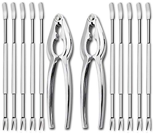 Artcome 12-teiliges Meeresfrüchte Werkzeug Set mit 2 Hummer Krabben Cracker und 10 Gabeln Nusscracker Set