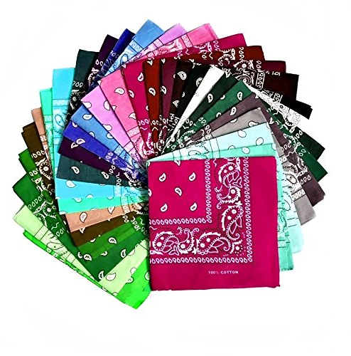 ledermodefashion 3er 6er 12 er Set Bandana Paisley Tuch versch Farben 100% Baumwolle Kopftuch Halstuch Nickituch Schal (12er Set Bandana)