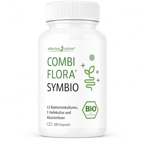 Effective Nature - Combi Flora SymBIO Kapseln - Kulturen Komplex - vegan | aufeinander abgestimmten Bakterienstämme + Akazienfaser, hochdosiert, Bio-Qualität - 180 Stück