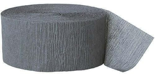 Unique Party Supplies 6373 Krepp-Papier Party-Papierschlange - 24 m - Grau