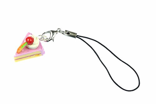 Miniblings Tortenstück Kuchenstück Handyanhänger Handyschmuck Erdbeere rosa | Anhänger zum Kombinieren, in Berlin montiert, ein Fundstück für Sammler