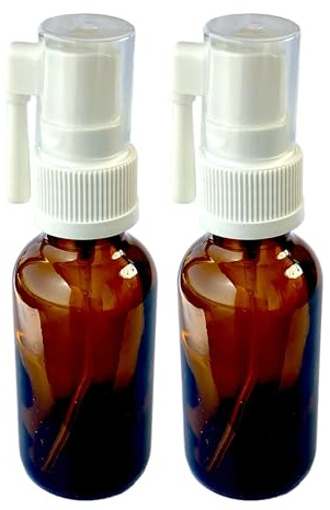 Snoot! Amber Glass 30ml (1oz) Oral Sprayer for Colloidal Silver, Iodine, Essential Oils & other water based applications 2-pack