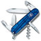 Victorinox Spartan Swiss Army Knife, Camping Pocket Knives, Medium, Multi Tool, 12 Functions, Blade, Bottle Opener, Blue Transparent