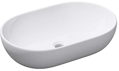 doporro Lavabo da Appoggio 60x40x15cm, Lavandino Bagno Ovale in Ceramica Nano Rivestimenti Brüssel 322