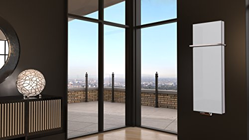 Badheizkörper Mirror Steel 120cm 1458 Watt weiß + 1 Halter 15mm SZAGATO | HxB: 120x47cm Designheizkörper Handtuchheizkörper Mittelanschluss Handtuchwärmer Designheizung Made in Germany