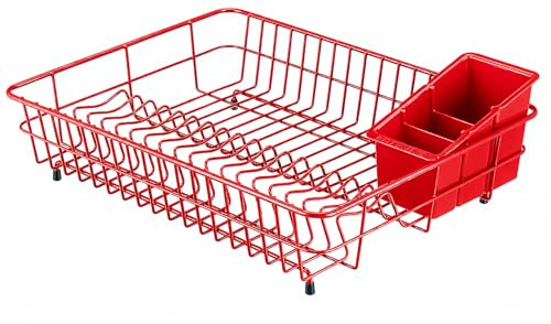 Delfinware Plastic Coated Large Rectangular Dish Sink Drainer Red 2100RD