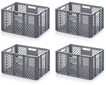 Auer Packaging 4x Bäckerkiste Cateringbox 60 x 40 x 32 durchbrochen inkl. gratis Zollstock 4er Set