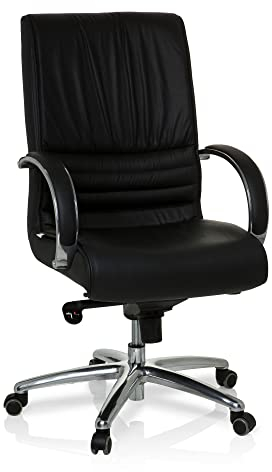 hjh OFFICE 600954 Bürostuhl Chefsessel XXL F 200 Leder schwarz, bequeme dicke Polsterung, ideal für das Büro oder Home Office, Drehstuhl, Bürostuhl Sessel,Chefsessel ergonomisch, Chefsessel 150Kg