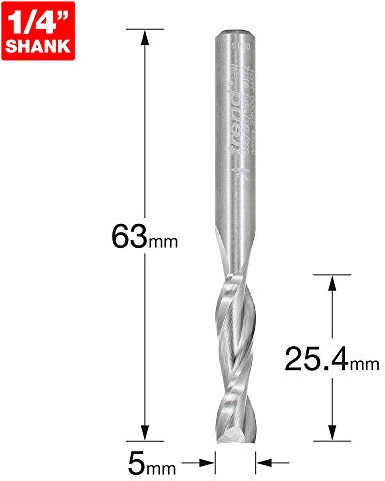 Trend Spiral Up-Cut CNC Router Cutter, 6.35mm Diameter, 1/4 Inch Shank | Precision Spiral Up-Cut Cutter For Clean Chip Removal, 25.4mm Cut Length, Solid Tungsten Carbide, S55/2X1/4STC
