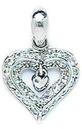 Herz-Anhänger 14 Karat Weißgold Zirkonia 20 x 13 mm