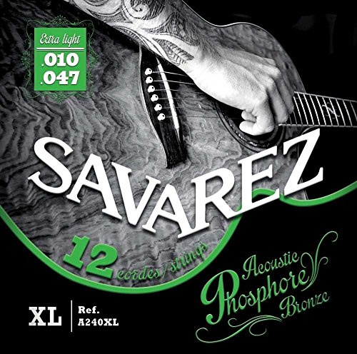 Savarez Saiten 668598 für Akustikgitarre Acoustic Phosphor Bronze Satz A240XL 12-string Extra Light .010