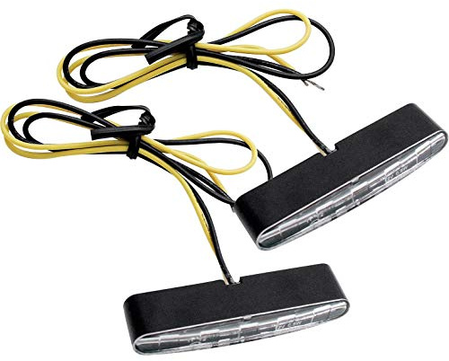 Highsider Motorrad Blinker E geprüft LED Einbaublinkerpaar Stripe klares Glas, Unisex, Multipurpose, Ganzjährig, Kunststoff, schwarz