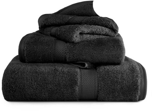Superior - Handtuchset, Baumwolle, schwarz, 900 Gramm, 3-teilig