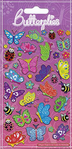 Paper Projects 01.70.04.026 Happy Butterflies Sparkly Reusable Stickers, Purple, 19.5cm x 9.5cm