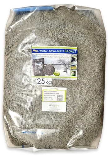 Multifunktions - Splitt Basalt Streusplitt hohe Abriebshärte 2-5mm alternativ zu Streusalz (25kg Basaltsplitt)
