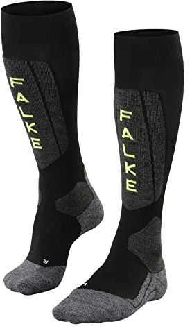 FALKE SK5 Expert M Kh lana filo funzionale caldi sottili 1 paio, Calzini da sci Uomo, Nero Black-Lightning 3171, 46-48