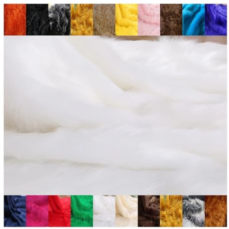 Fabrics-City Weiß Teddy langhaar Fellstoff Fellimitat für Dekoration, Möbel, Basteln, Tierkostüme, Kinderzimmer, Kuschelaccessoires, weich, langlebig, vielseitig, bequem Stoff, 2632