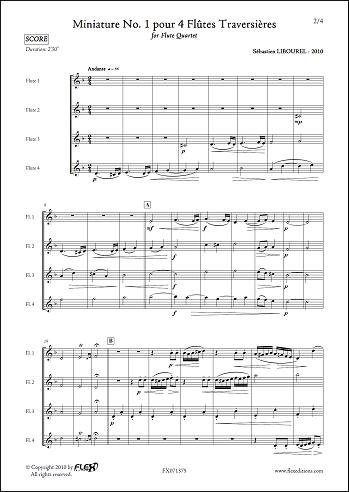 CLASSICAL SHEET MUSIC - Miniature No. 1 - S. LIBOUREL - Flute Quartet