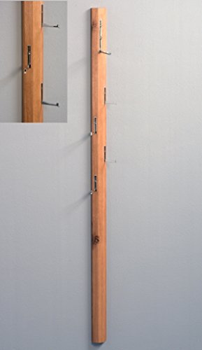 M2 Kollektion 737122 Garderobe / Wandgarderobe mit Klapphaken Palo, Echtholz Wildeiche massiv geölt, 185x8x4cm
