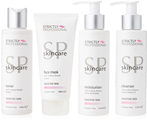 Strictly Professional Facial Care Kit Sensitive Skin – Complete Skincare Set for Delicate Skin – Cleanser, Toner, Mask & Moisturiser
