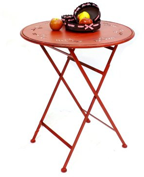 DanDiBo Tisch Passion D-65 cm aus Metall 3607 Rot Gartentisch Bistrotisch Klapptisch