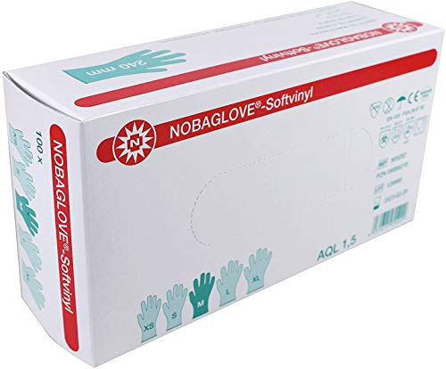 Nobaglove Lot of 100 gants jetables en super vinyle sans poudre