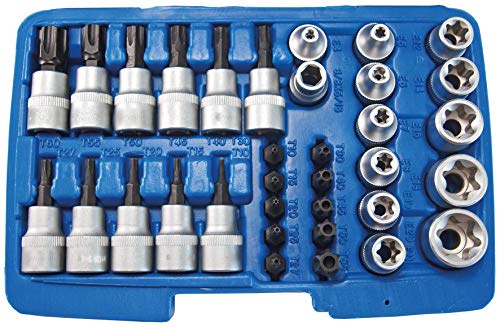 SW-Stahl 04187L Steckschlüsselsatz 3/8 Zoll, 34-teilig - Stecknussset | Profi-Knarrenkasten aus Chrom-Vanadium-Stahl - Nussset inkl. Bitsatz und E-Profil für KFZ, Werkstatt und Heimwerker